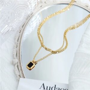 Multi-Layered Black Crystal Necklace