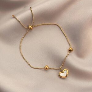 Minimal White Heart Gold Plated Bracelet / Anklet