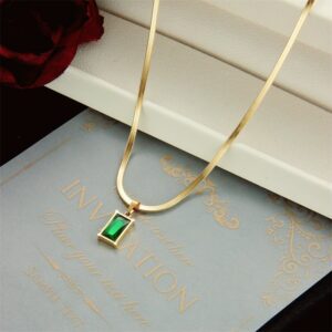 Heavy Chained Green Crystal Necklace