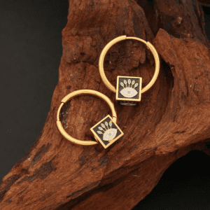 Vintage Cube Shaped Gold Plated Earrings