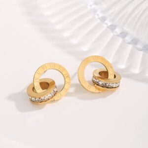 Minimal Tangled Rings Gold Plated Earrings