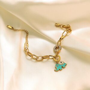Cute Elephant With Heavy Chain Gold Plated Bracelet / Anklet