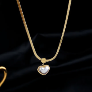 Heavy Chained White Heart Necklace