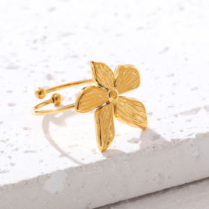 Gold Plated Elegant Flower Adjustable Ring