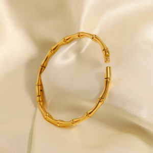 Bone Shaped Gold Plated Cuff Bangle