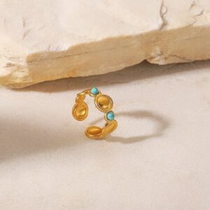 Waterproof Turquoise Bubble Adjustable Ring