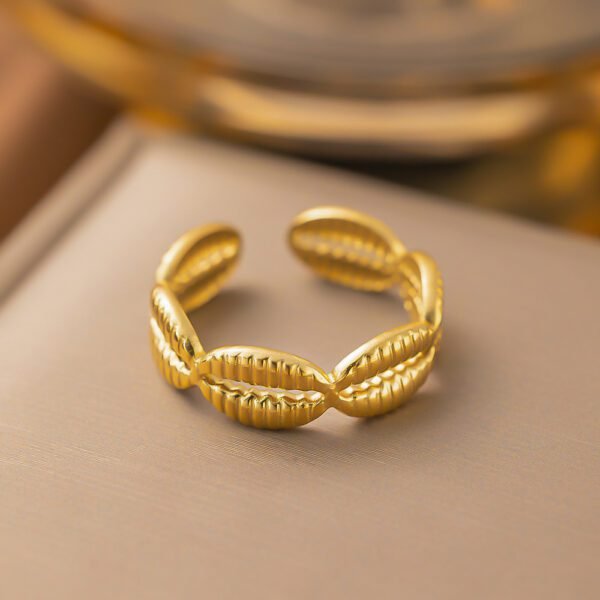 Cofee Beans Gold Plated Adjustable Ring - Image 2