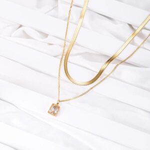 Double Layered Crystal-Studded Necklace