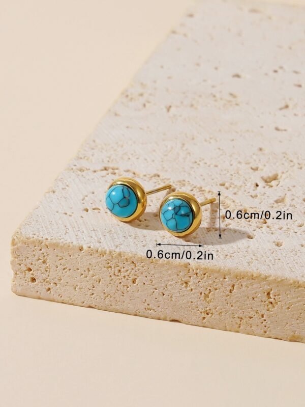 Minimal Goldplate Turquoise Stud - Image 2