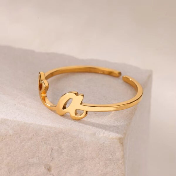 Minimal Gold Plated Initial Letter Adjustable Ring