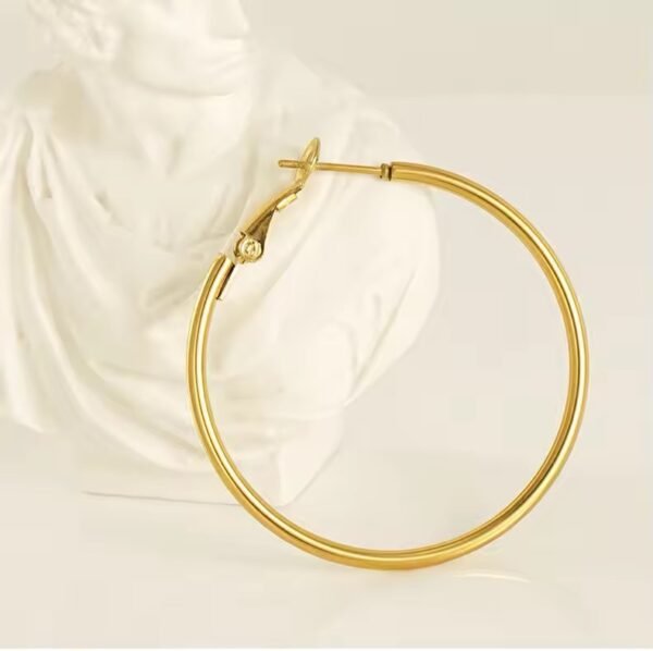 Minimal Long Hoop Gold Plated Earrings